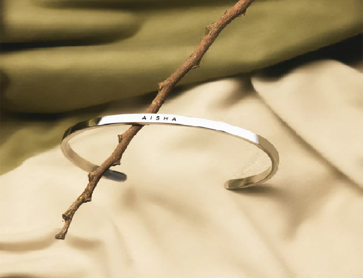engraved silver bracelet