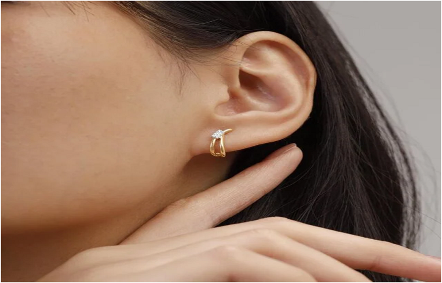 Sleek Rhythm Diamond Hoop Earrings